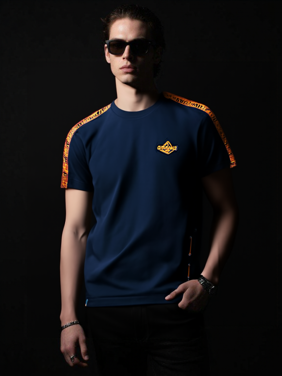 AMNESIA ORANGE & BLUE T-SHIRT